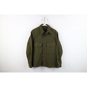 Vintage 50s Korean War Mens Medium Wool Military Field Shirt Jacket Green USA
